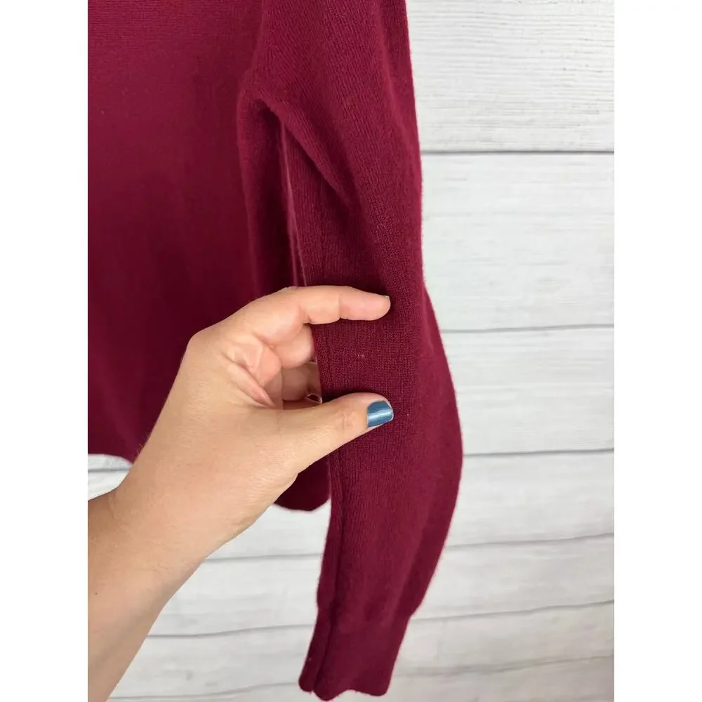 J.Crew Women's Burgundy Red Cashmere Turtleneck Knit Sweater Size Medium